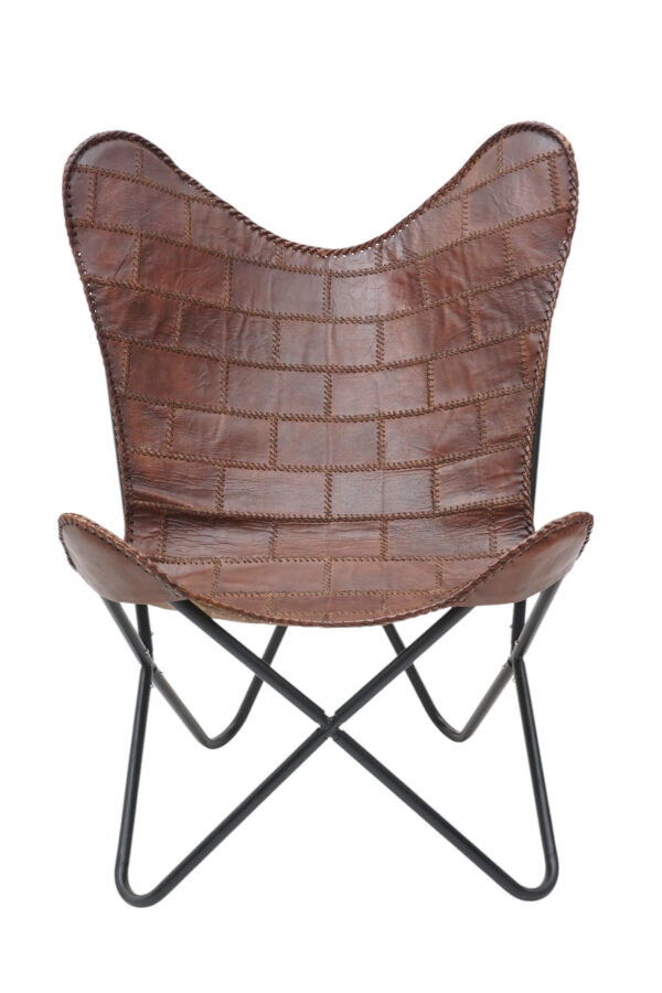 Rustic Charm Leather Butterfly Chair - Image 2