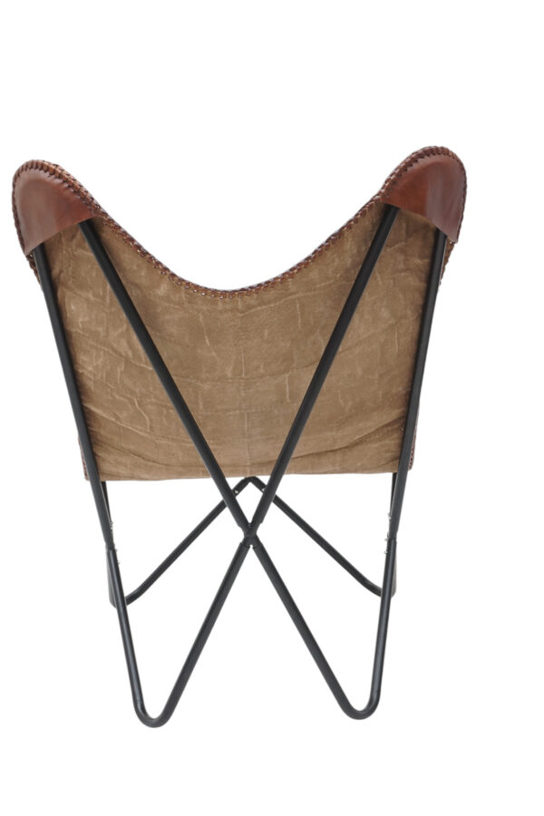 Rustic Charm Leather Butterfly Chair - Image 3