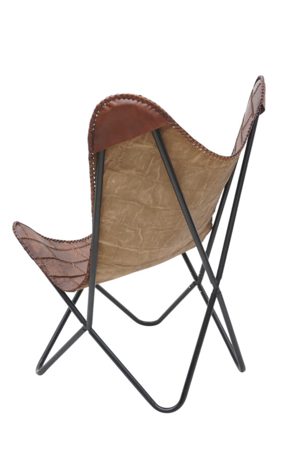 Rustic Charm Leather Butterfly Chair - Image 4