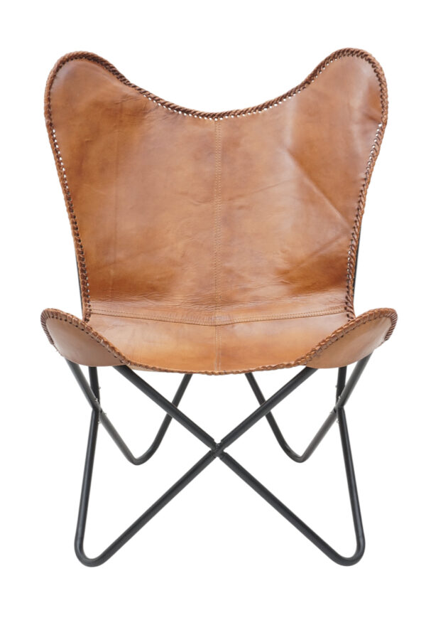 Saddle Luxe Leather Butterfly Chair - Image 2