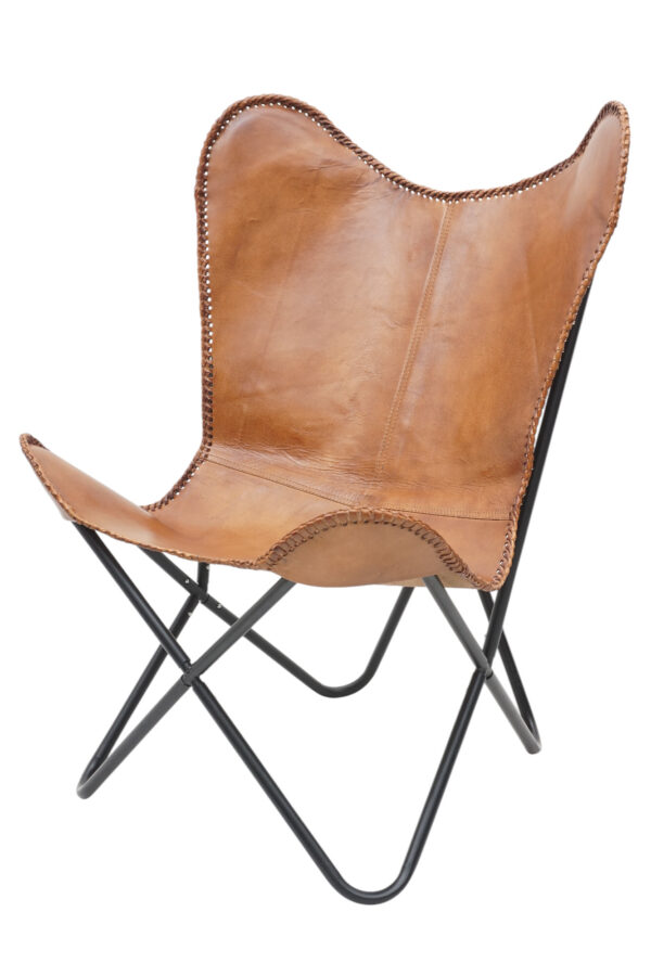 Saddle Luxe Leather Butterfly Chair