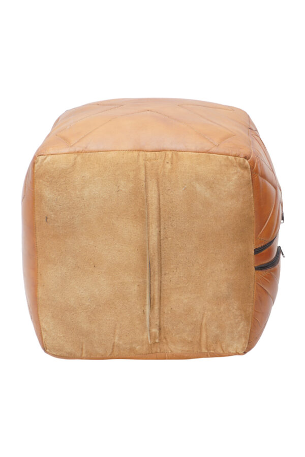 LuxeTan Leather Pouffe Cube - Image 3