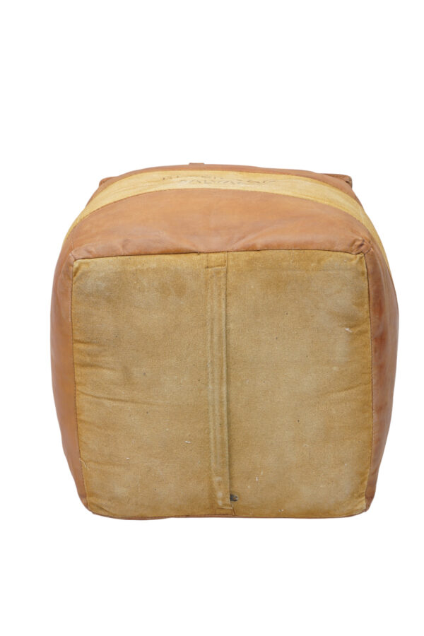 Black Dog Salvage Vintage Leather Pouf - Image 3