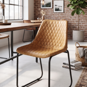 Diamond Quilted Leather Dining Chair