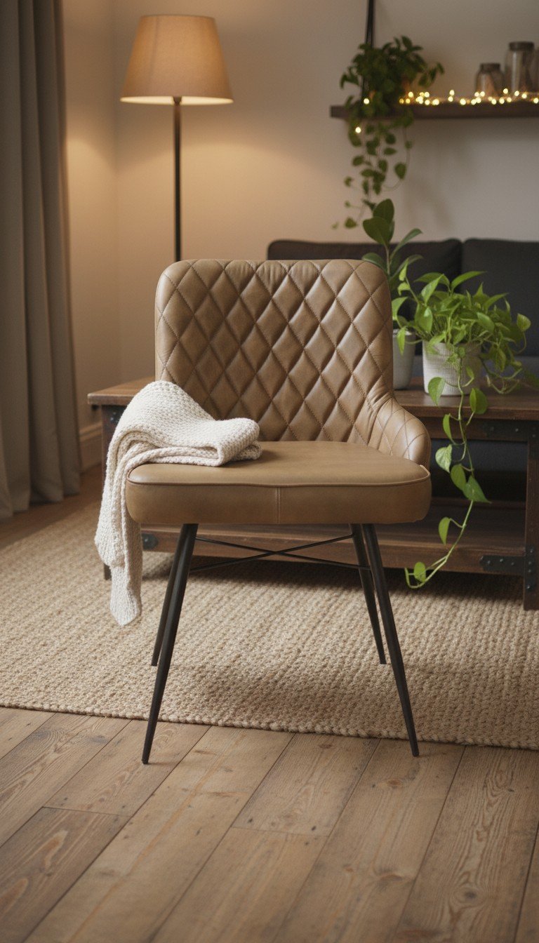 Diamond Quilted Leather Accent Chair