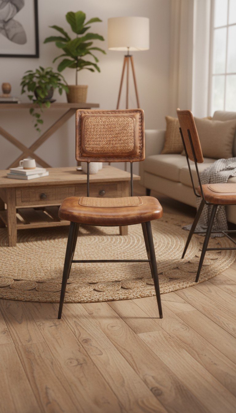 Cane & Leather Dining Chair