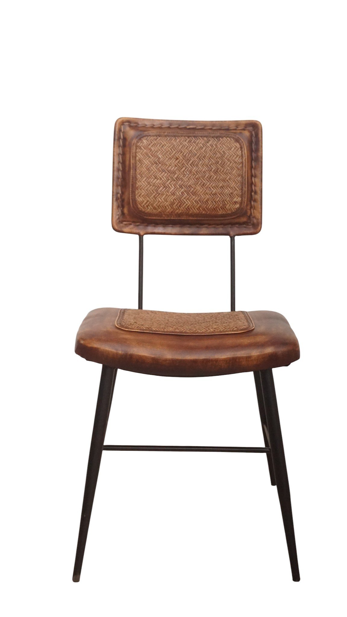 Cane & Leather Dining Chair - Image 2