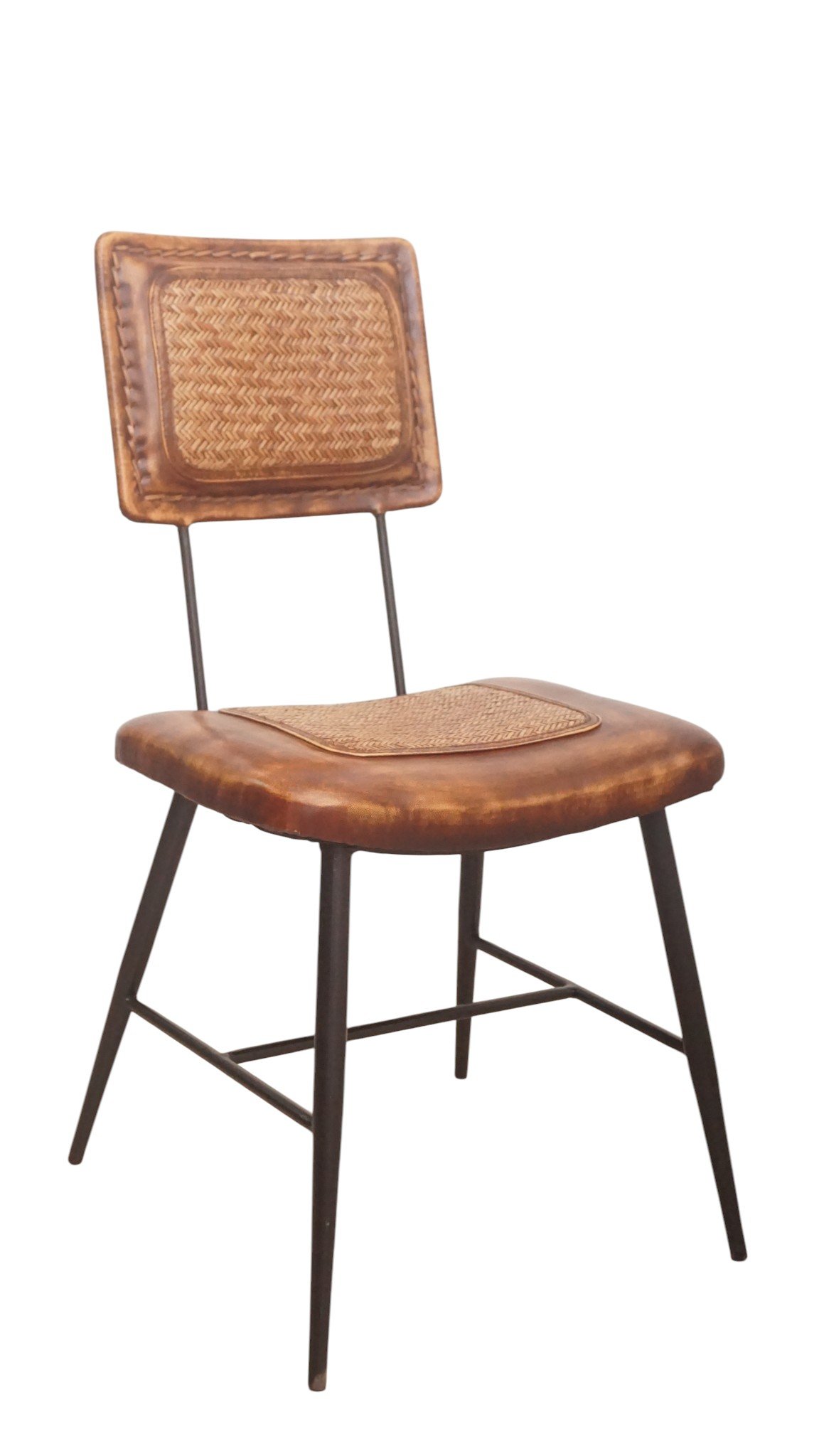 Cane & Leather Dining Chair - Image 5