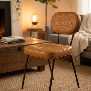 Floral Quilted Leather Dining Chair