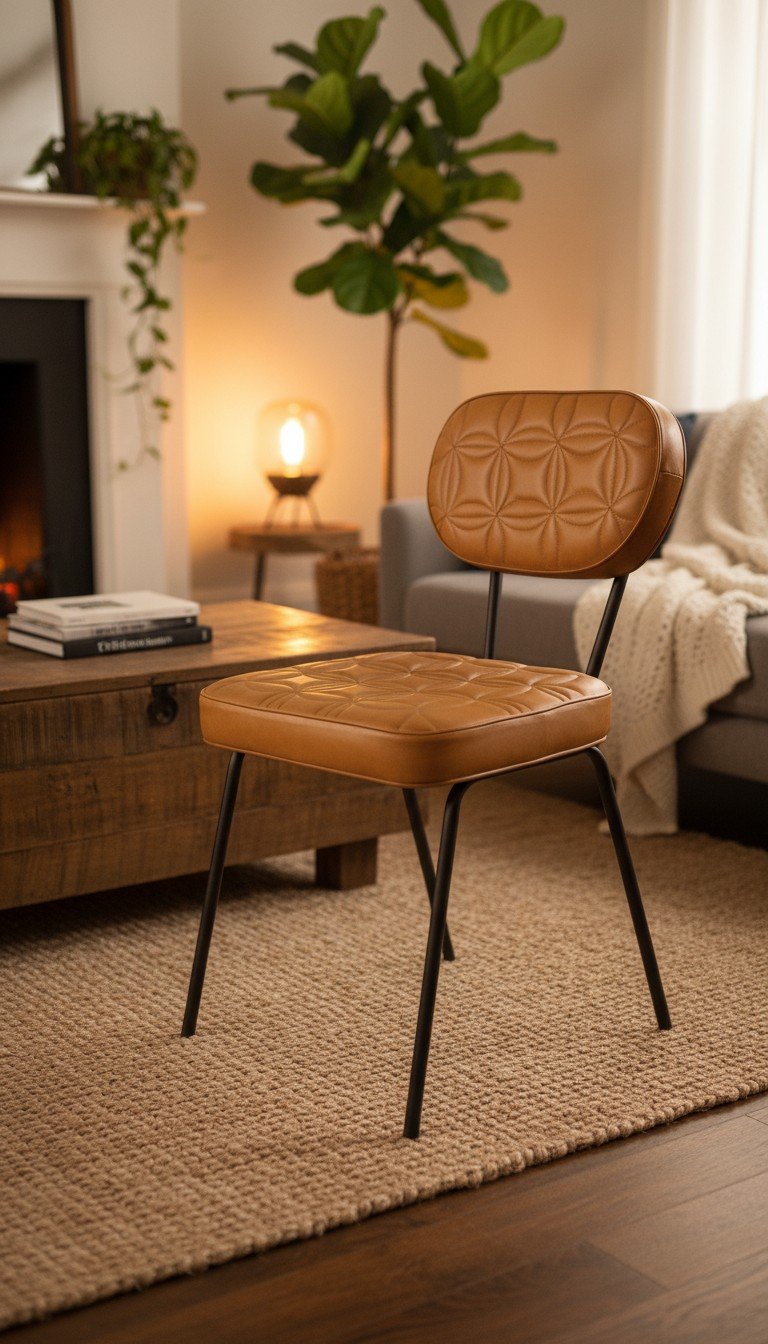 Floral Quilted Leather Dining Chair