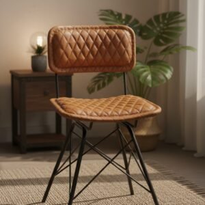 Vintage Quilted Leather Dining Chair