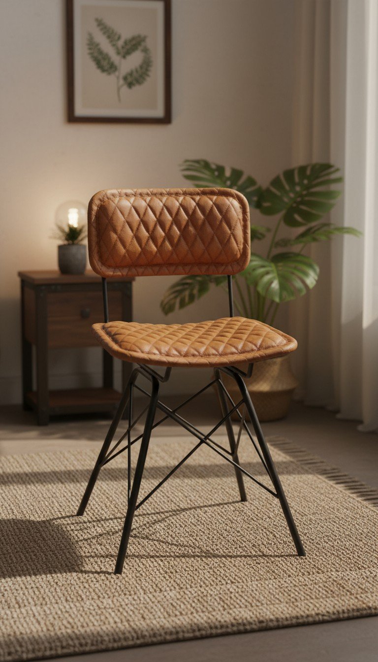 Vintage Quilted Leather Dining Chair