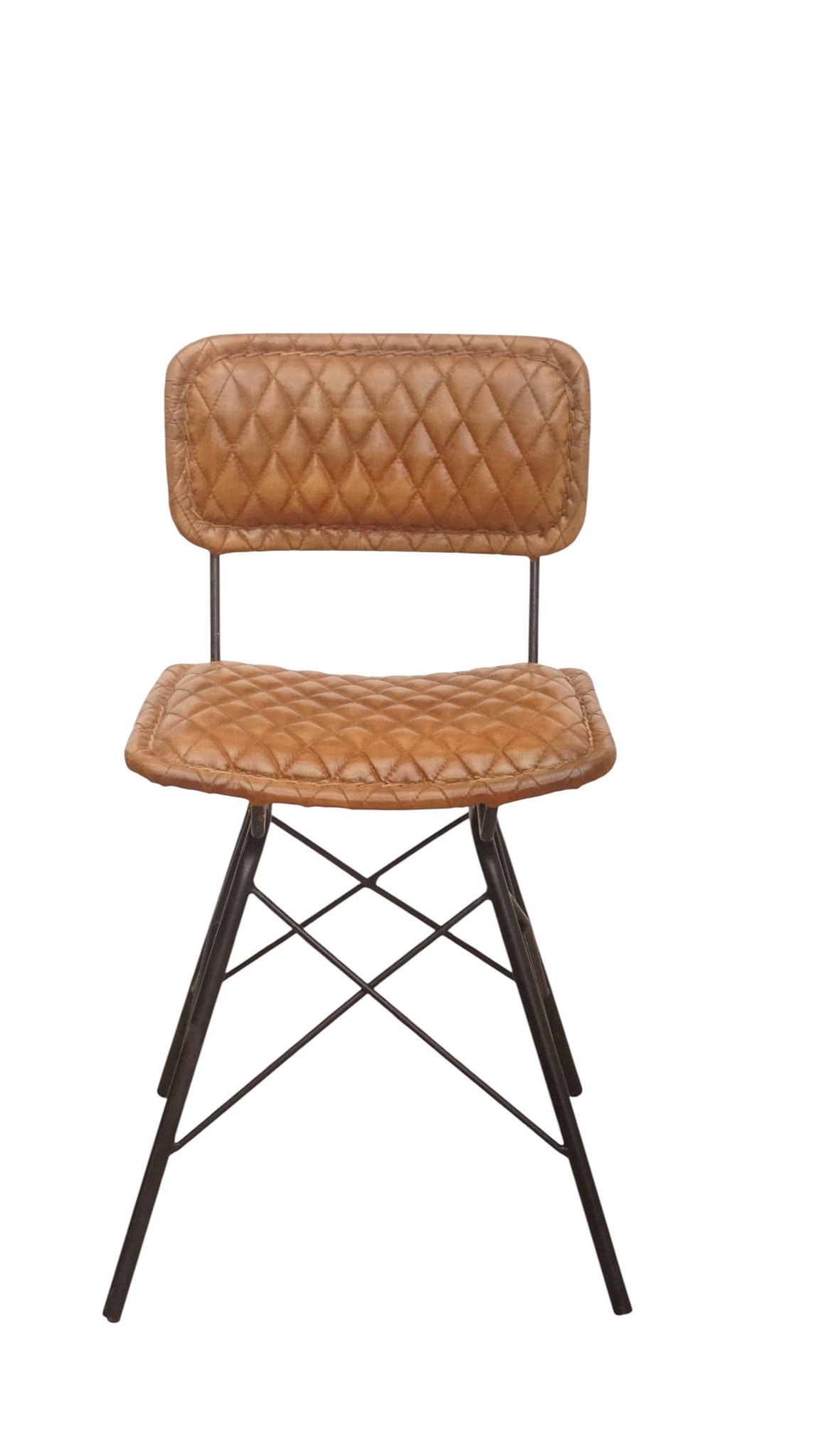 Vintage Quilted Leather Dining Chair - Image 2