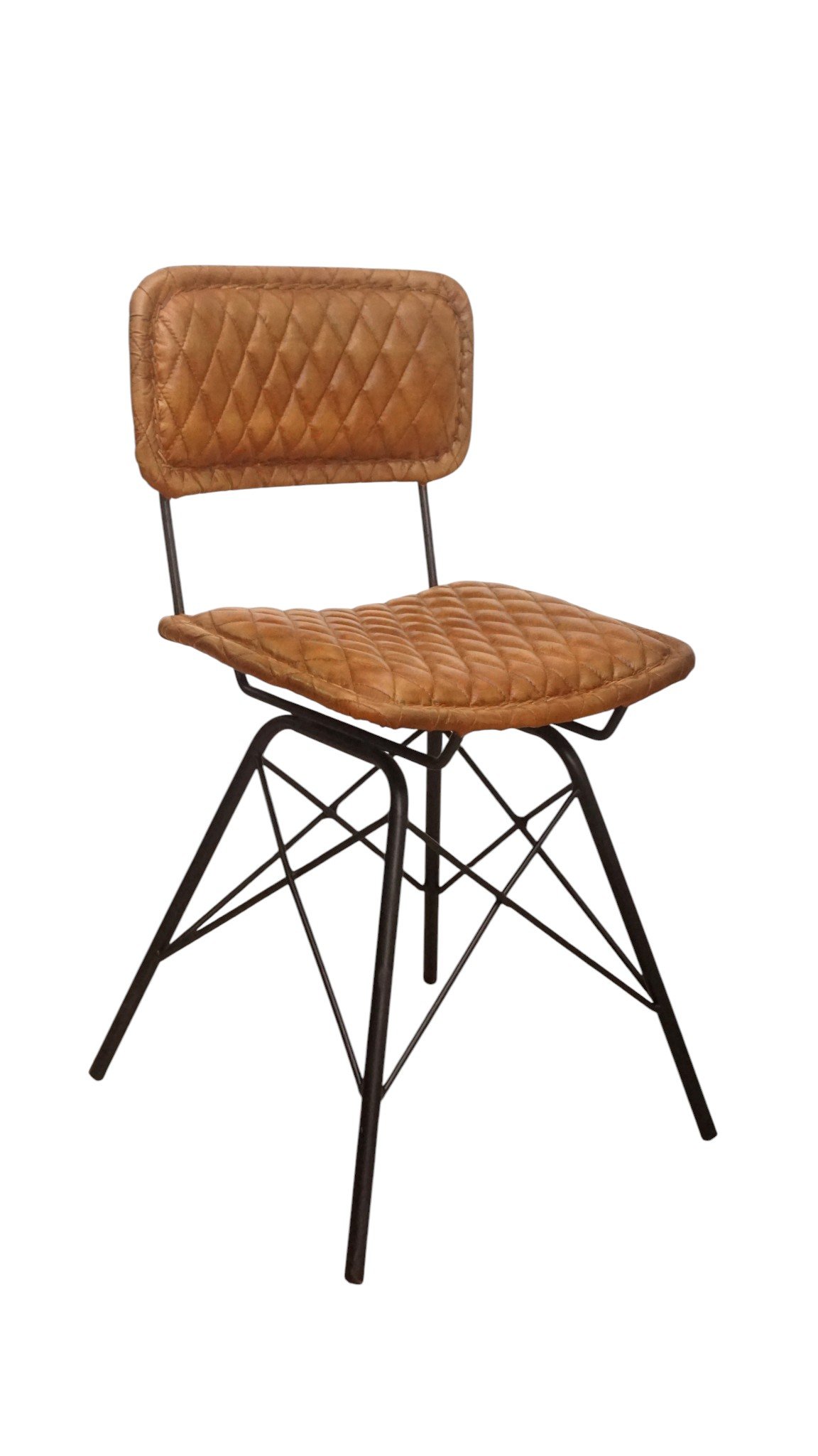 Vintage Quilted Leather Dining Chair - Image 6