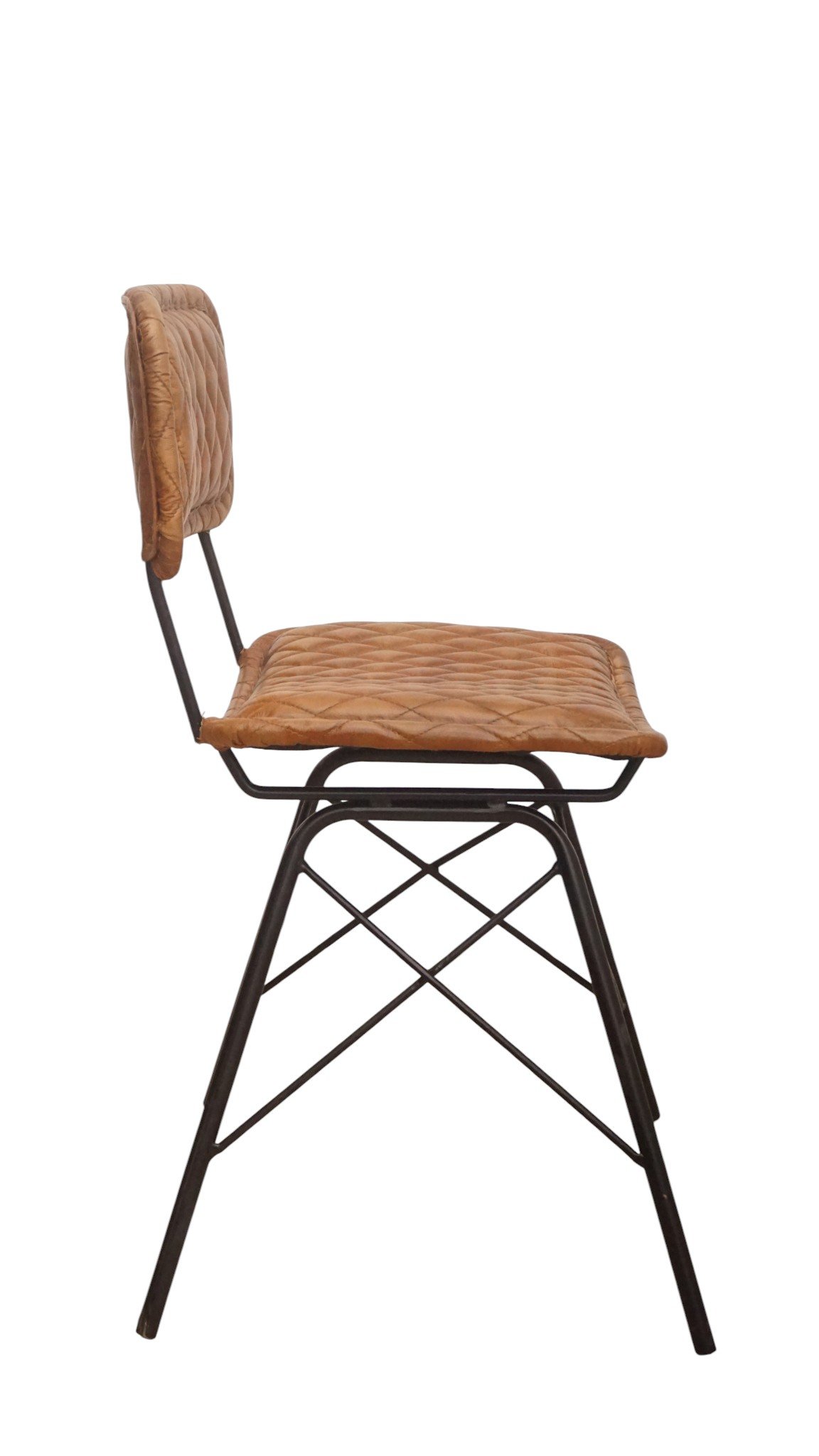 Vintage Quilted Leather Dining Chair - Image 5