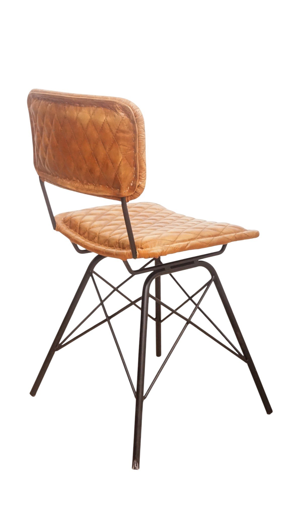 Vintage Quilted Leather Dining Chair - Image 4