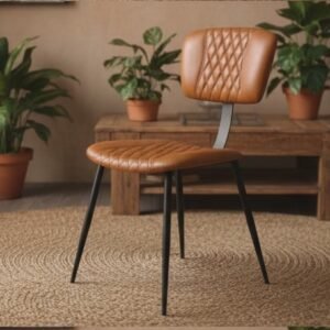 Diamond Stitch Leather Dining Chair