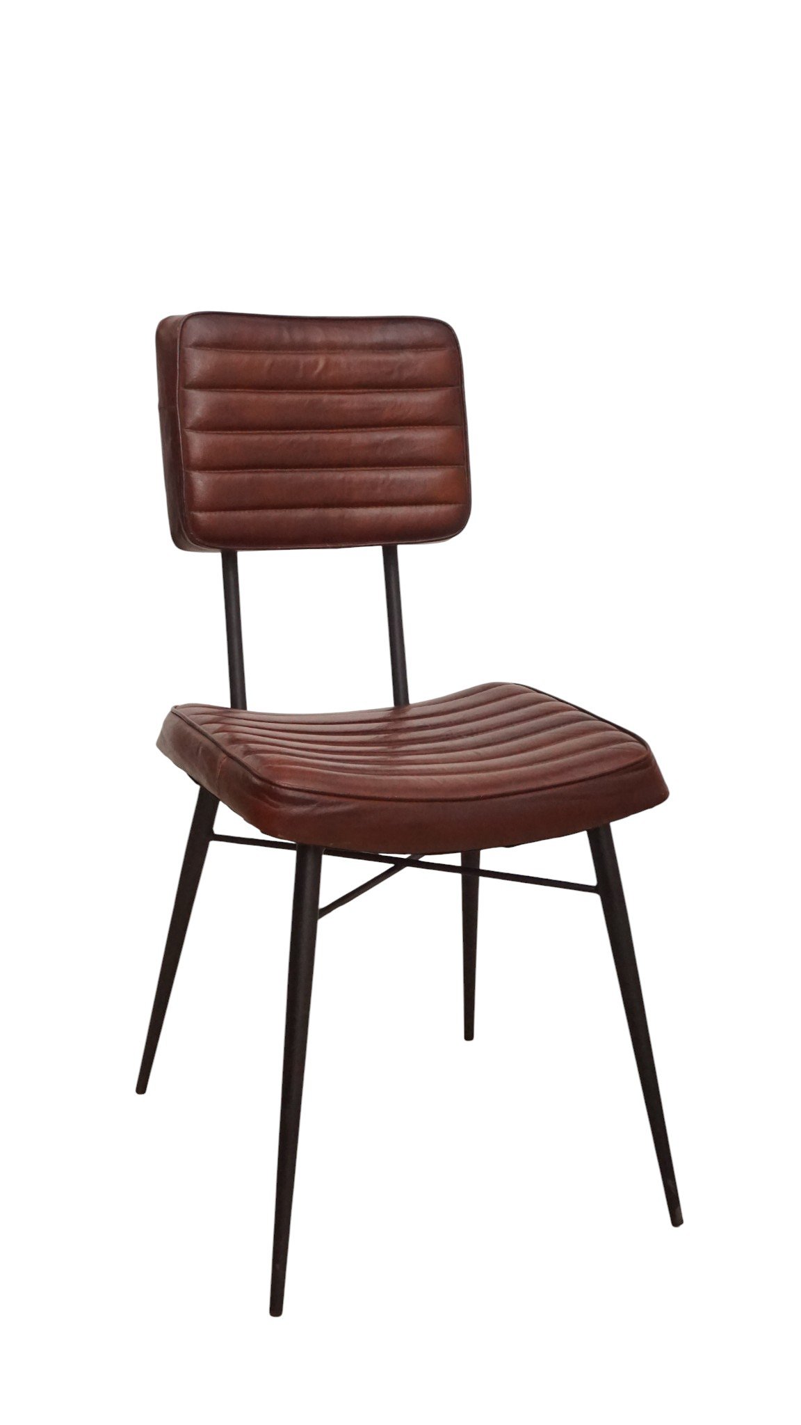 Classic Ribbed Leather Dining Chair - Image 5
