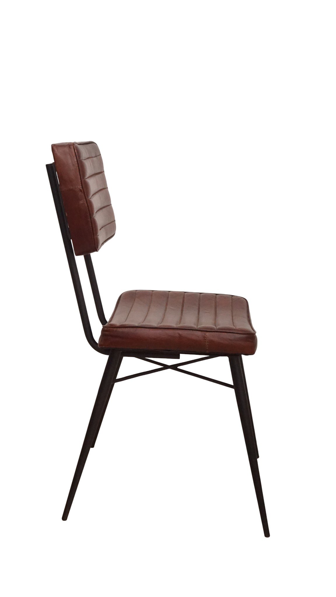 Classic Ribbed Leather Dining Chair - Image 4