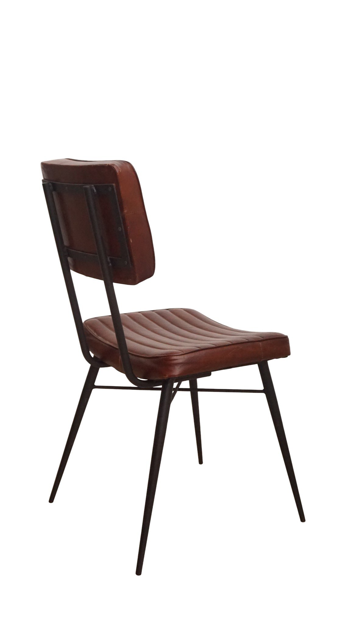 Classic Ribbed Leather Dining Chair - Image 3