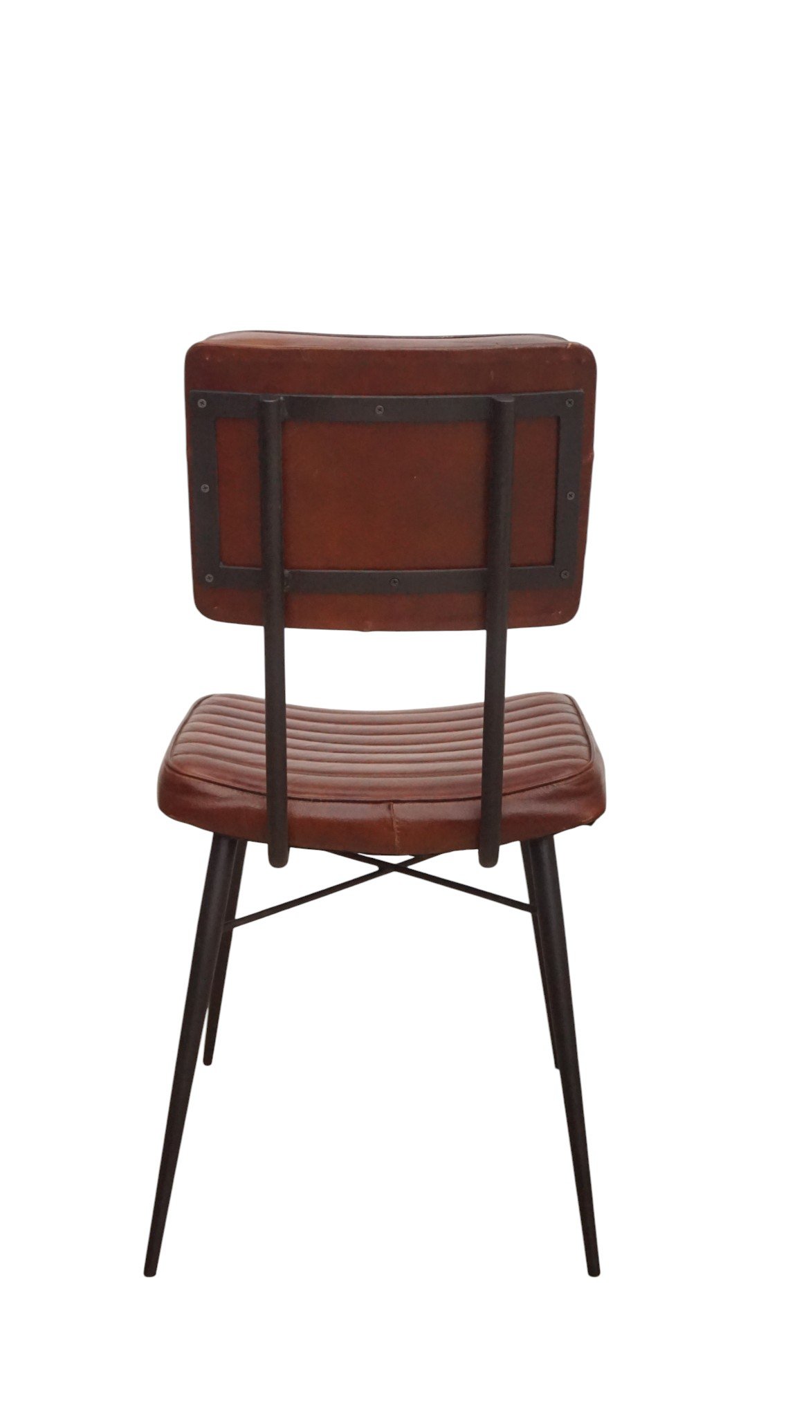 Classic Ribbed Leather Dining Chair - Image 2