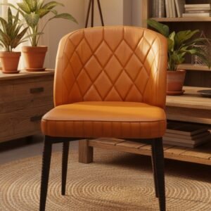Diamond Tufted Leather Accent Chair