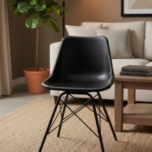 Noir Leather Eiffel Dining Chair