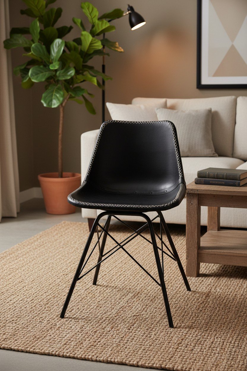 Noir Leather Eiffel Dining Chair