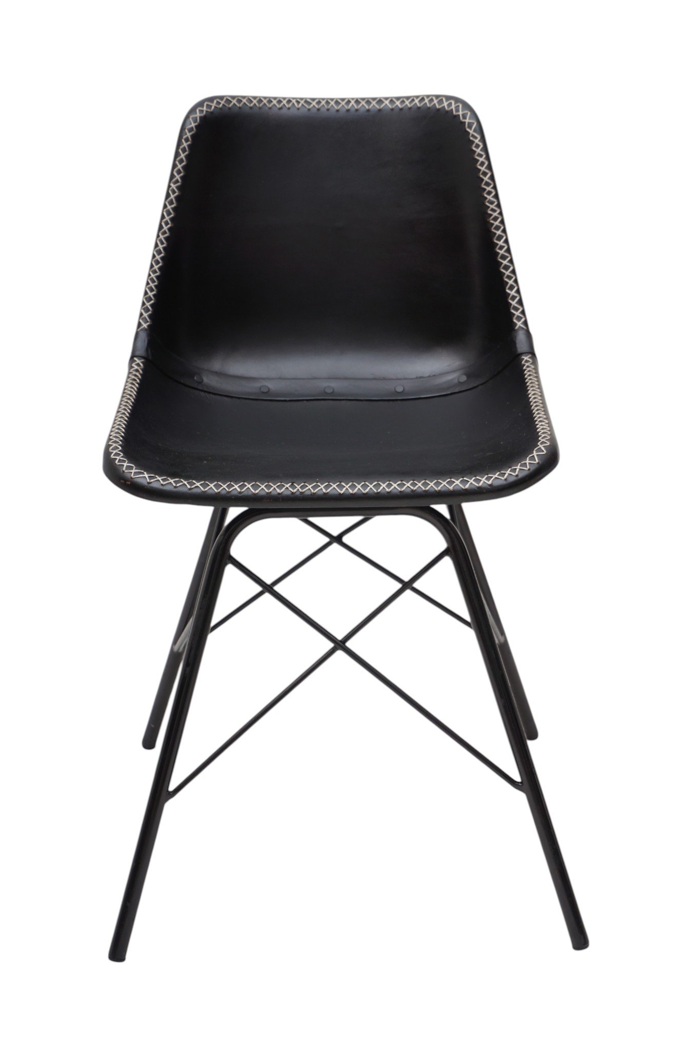 Noir Leather Eiffel Dining Chair - Image 2