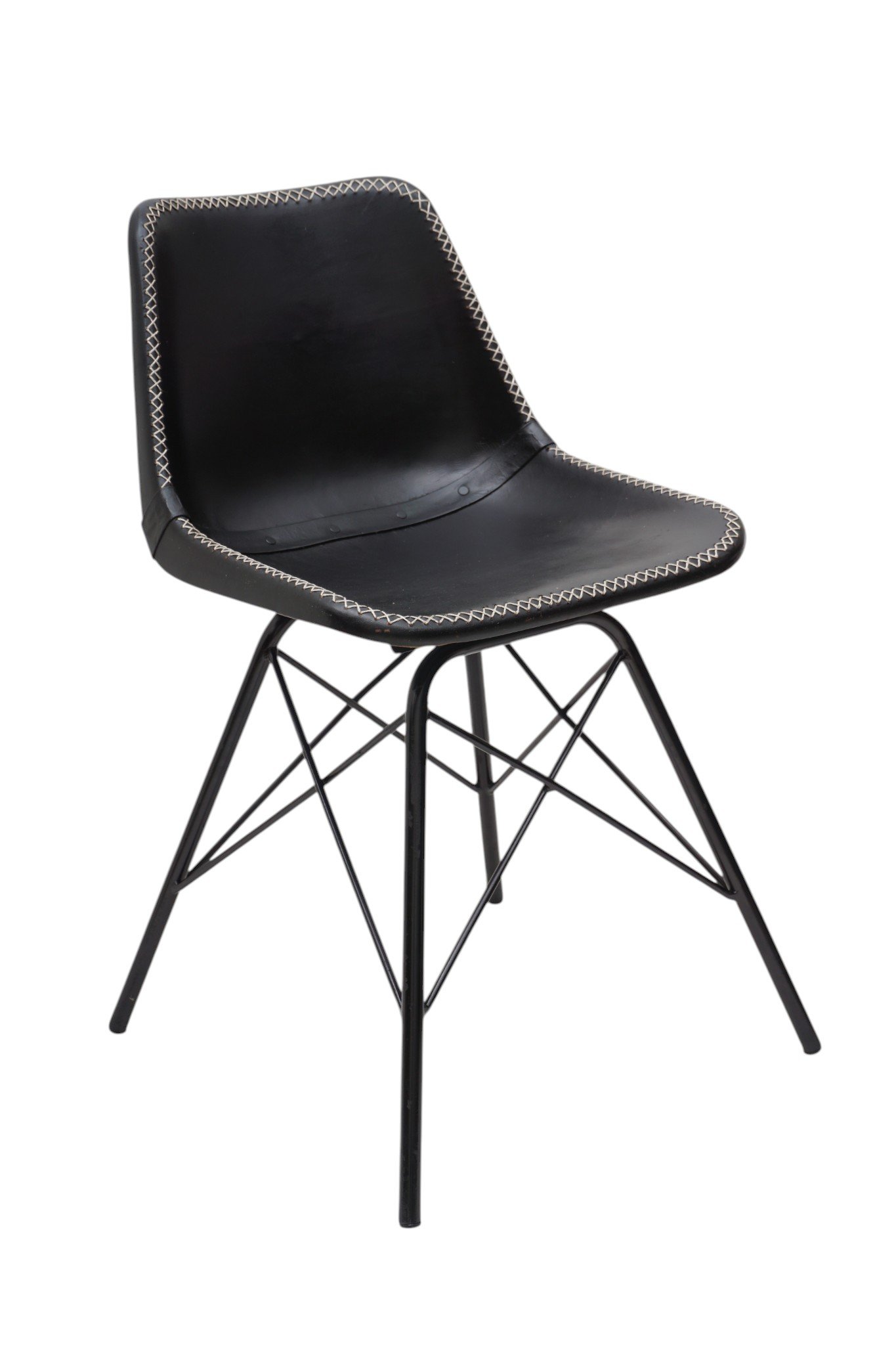 Noir Leather Eiffel Dining Chair - Image 4