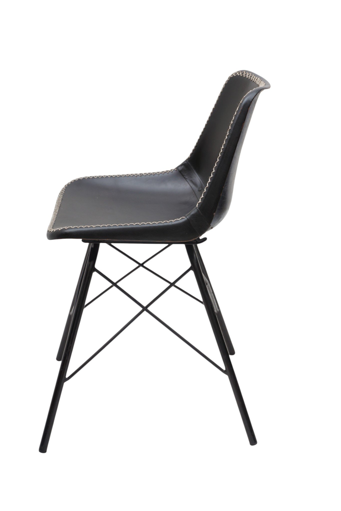 Noir Leather Eiffel Dining Chair - Image 3