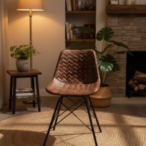 Herringbone Leather Dining Chair