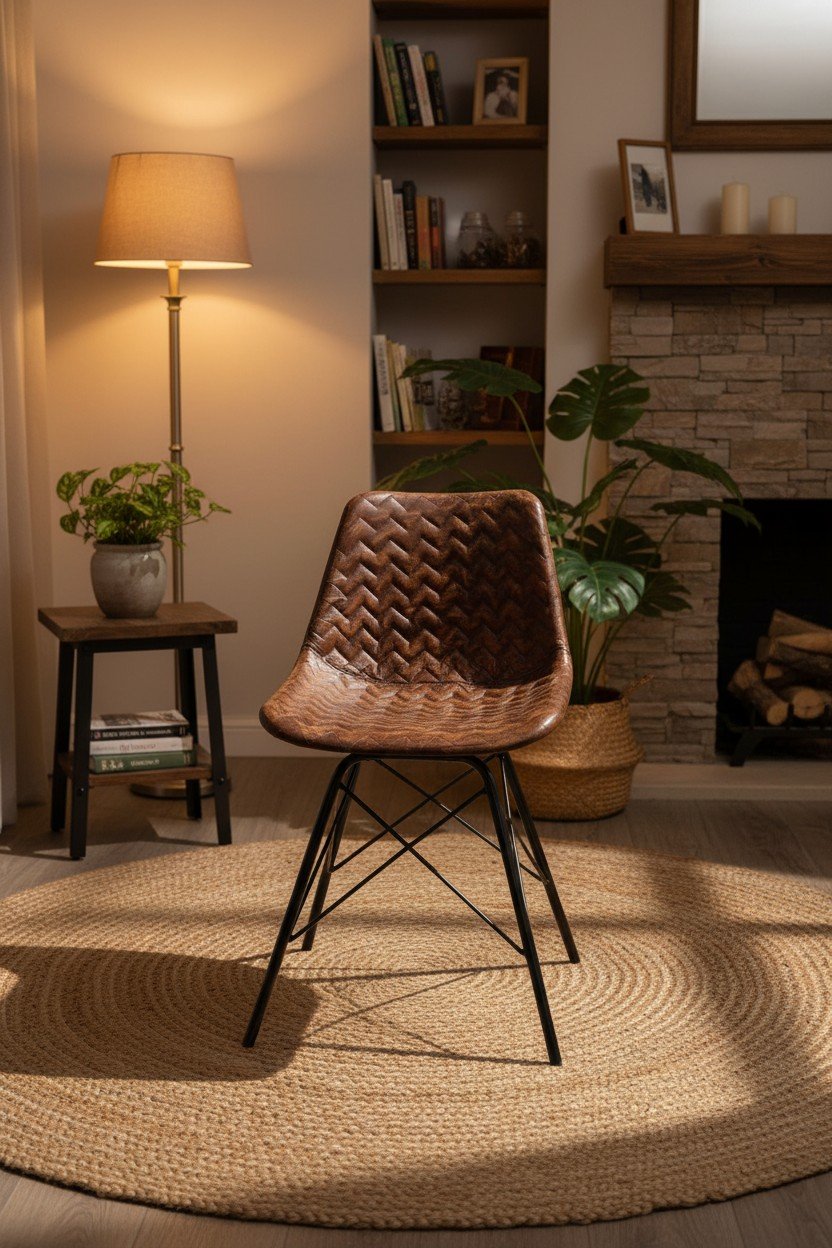 Herringbone Leather Dining Chair