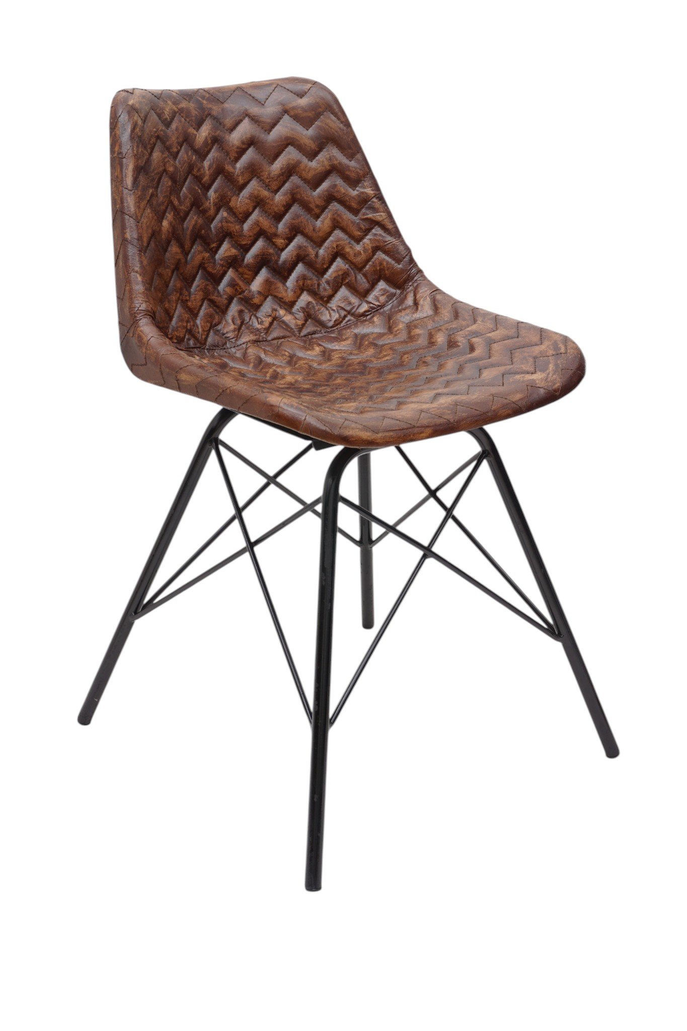 Herringbone Leather Dining Chair - Image 6