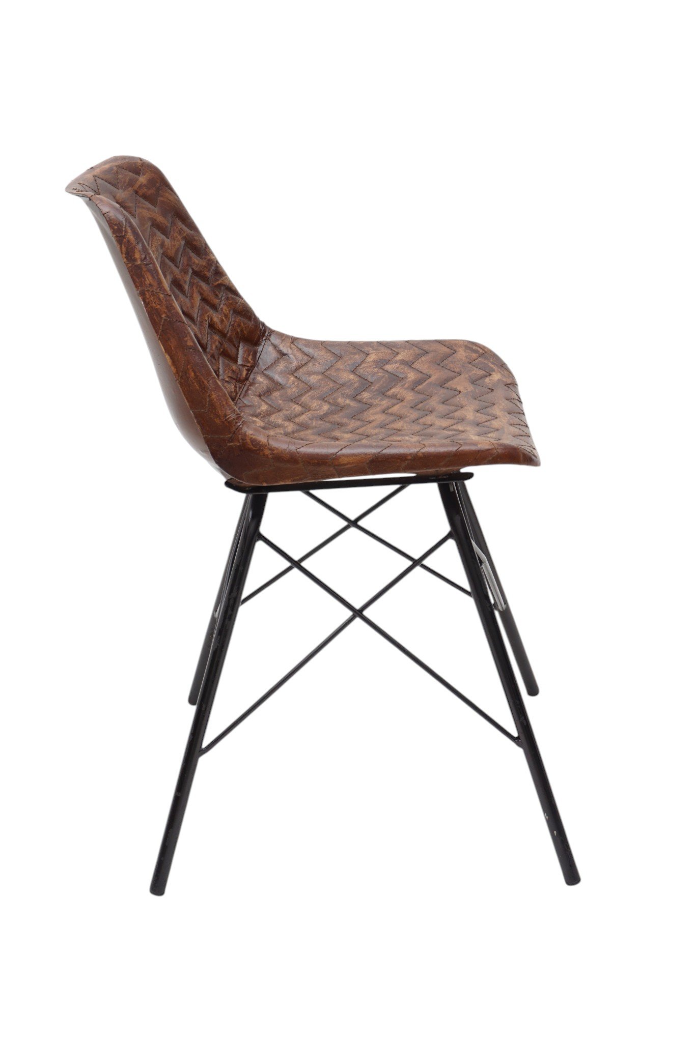 Herringbone Leather Dining Chair - Image 5