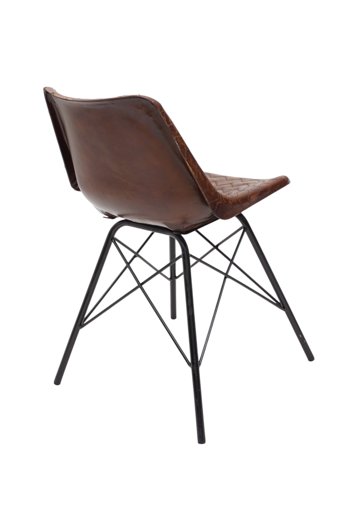 Herringbone Leather Dining Chair - Image 4