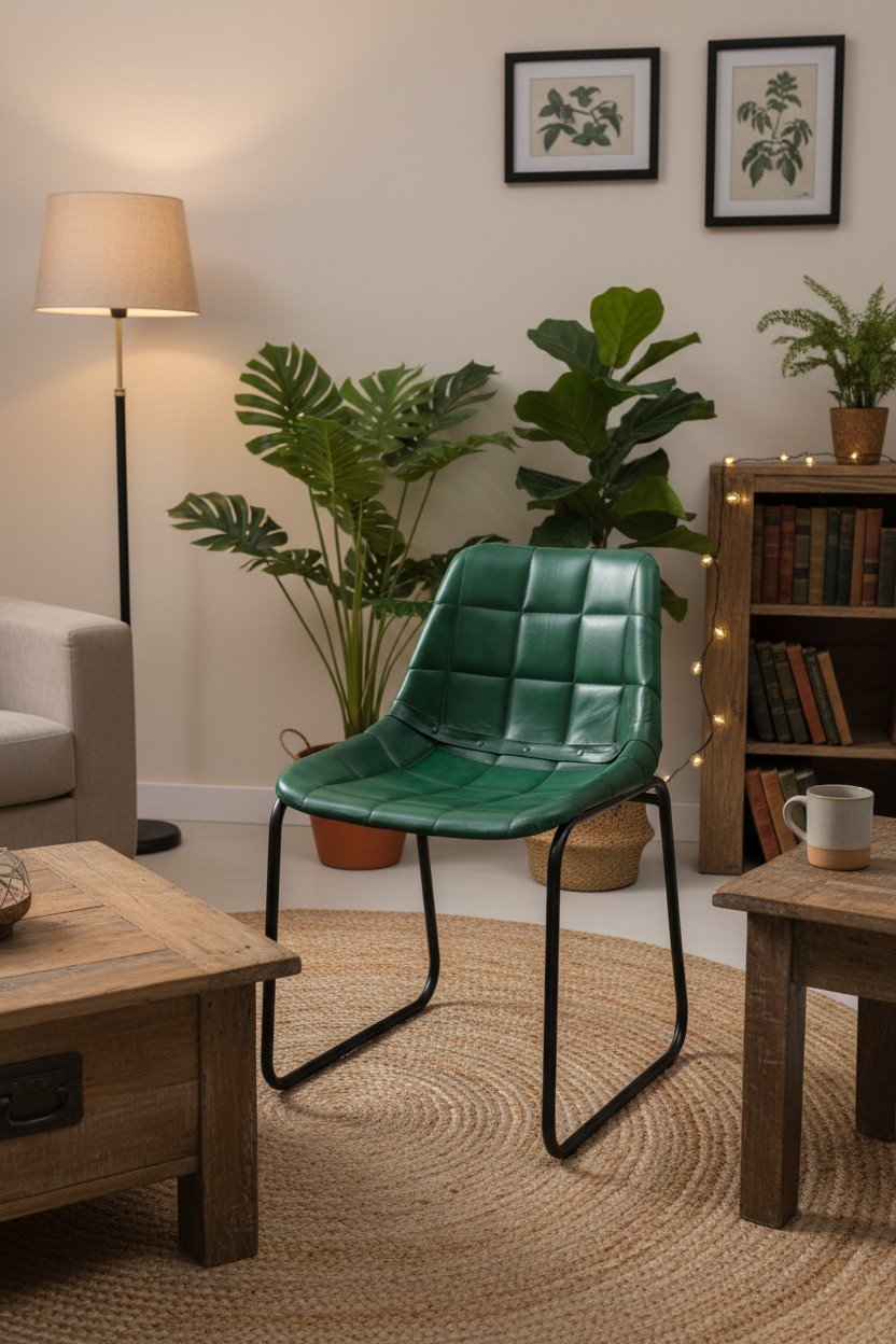 Emerald Leather Cantilever Dining Chair