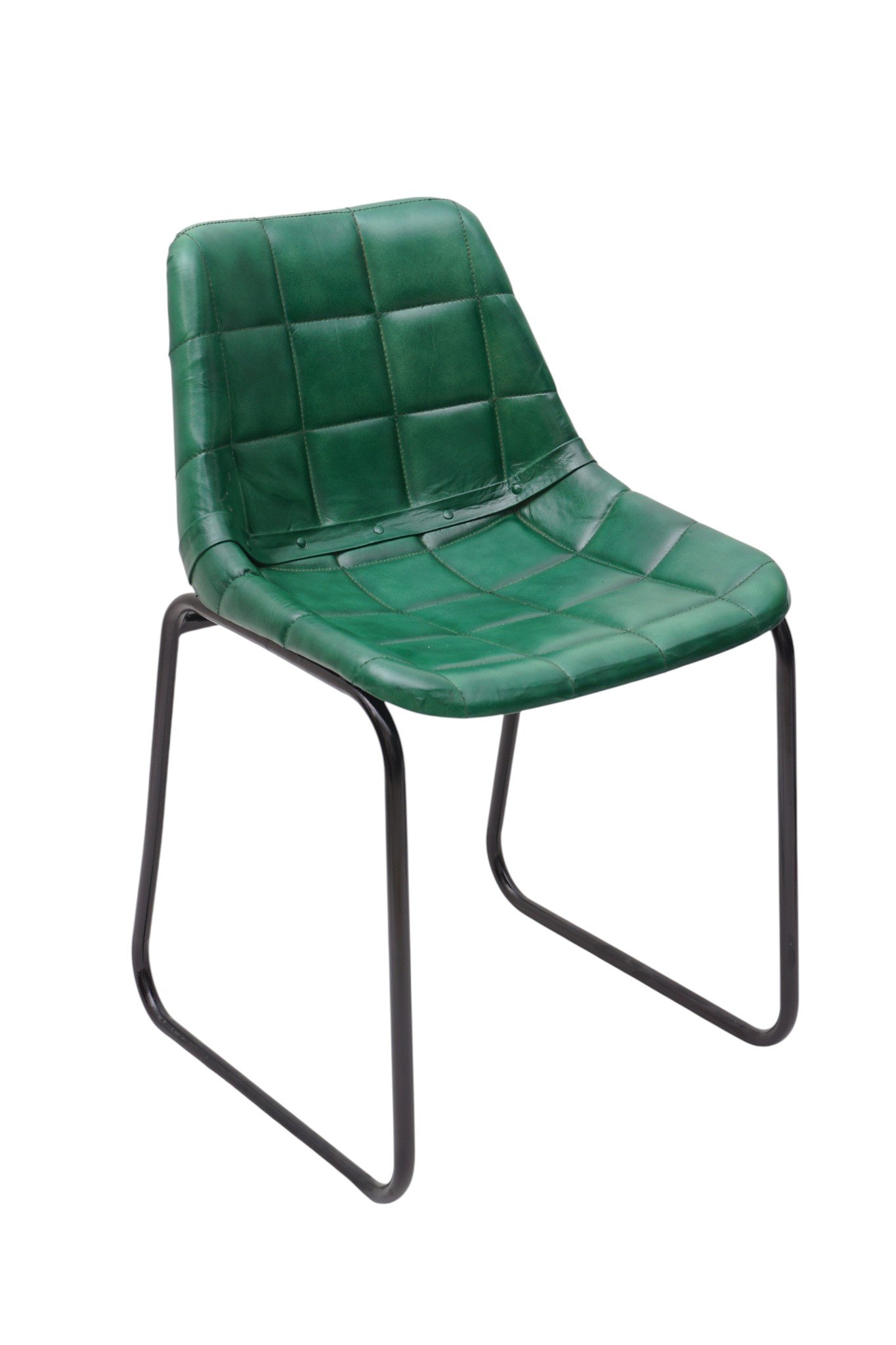Emerald Leather Cantilever Dining Chair - Image 6