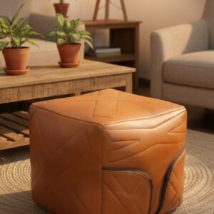 Geo Leather Storage Ottoman