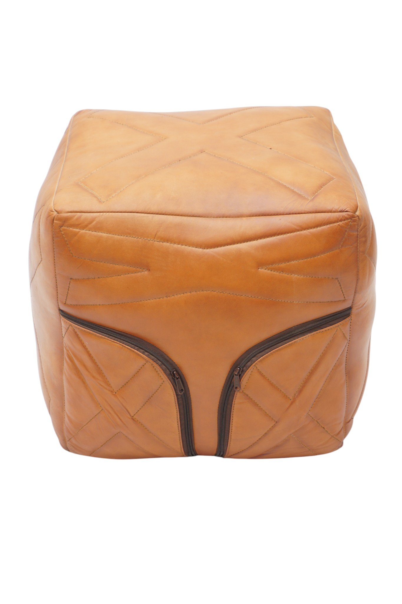 Geo Leather Storage Ottoman - Image 2