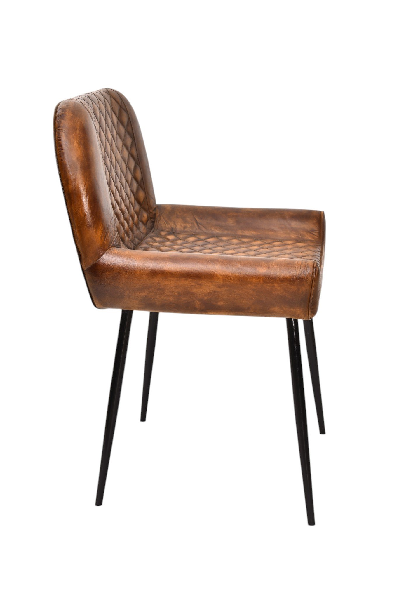 Diamond Quilted Leather Dining Arm Chair - Image 4