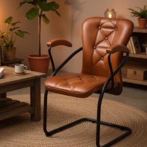 Tufted Leather Cantilever Visitor Chair