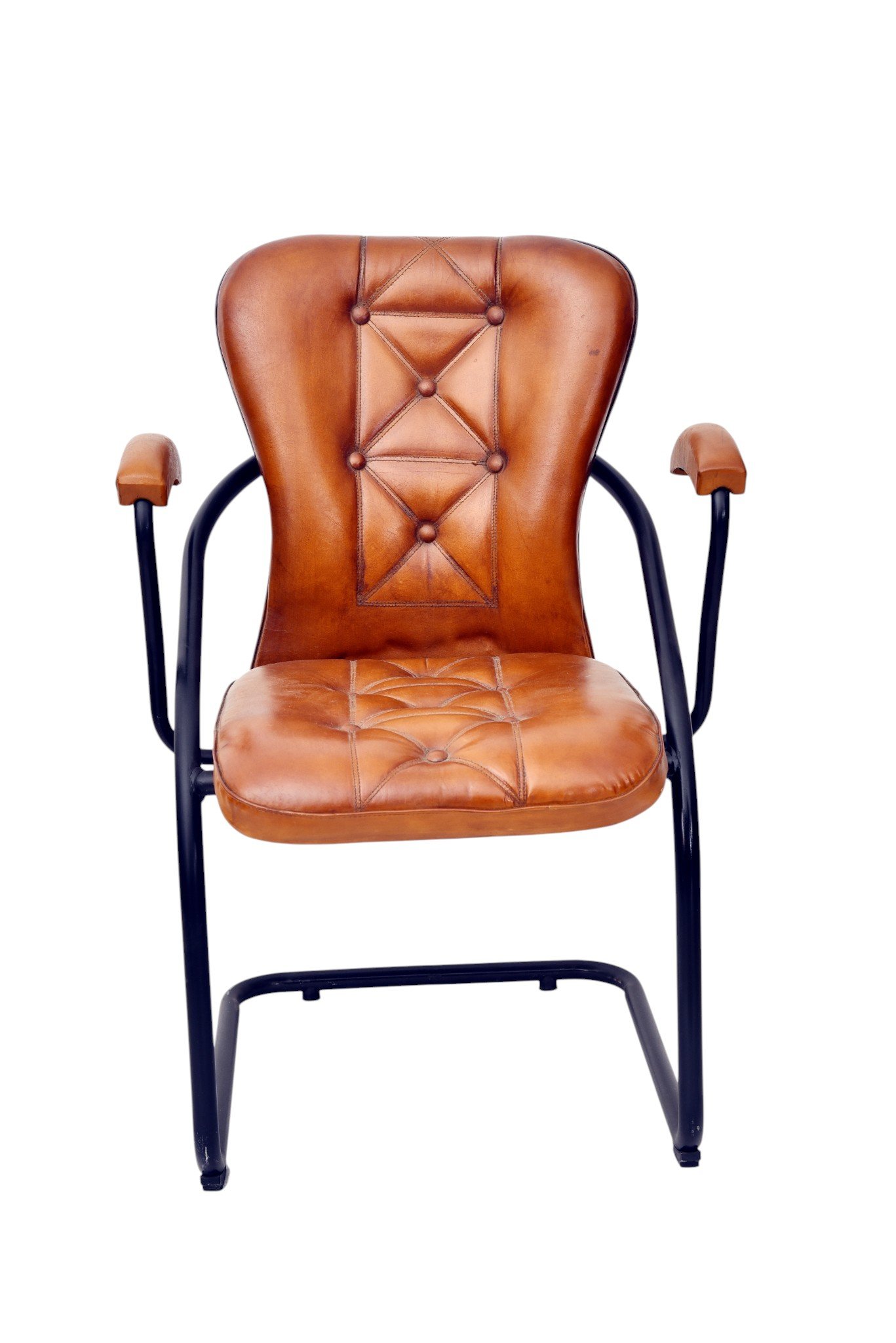 Tufted Leather Cantilever Visitor Chair - Image 2