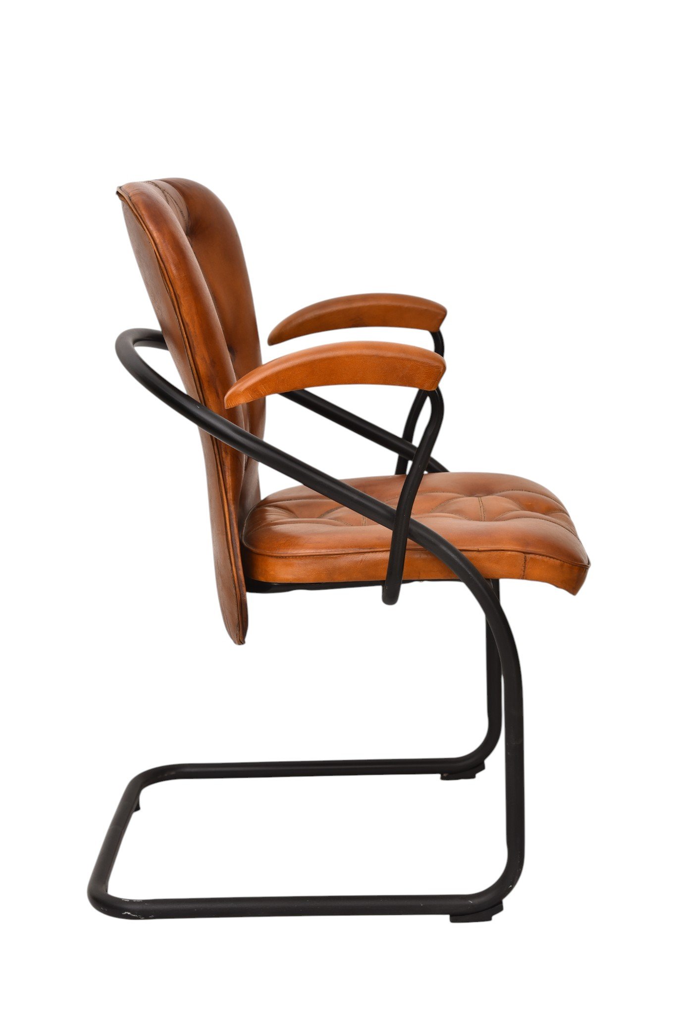 Tufted Leather Cantilever Visitor Chair - Image 4