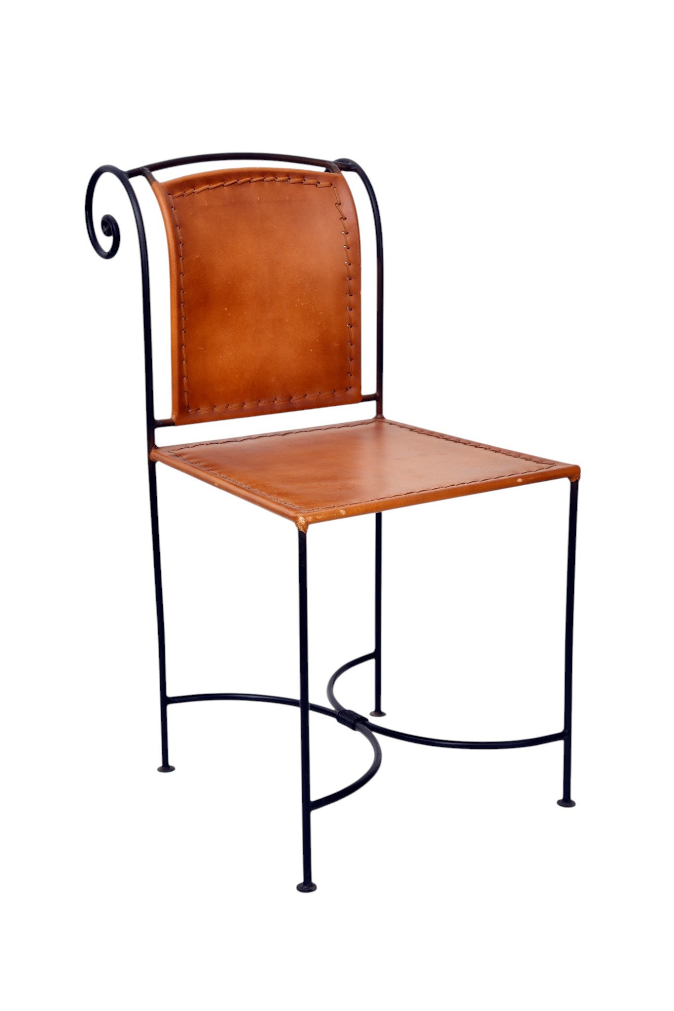 Industrial Leather Dining Chair with Iron Frame - Image 2