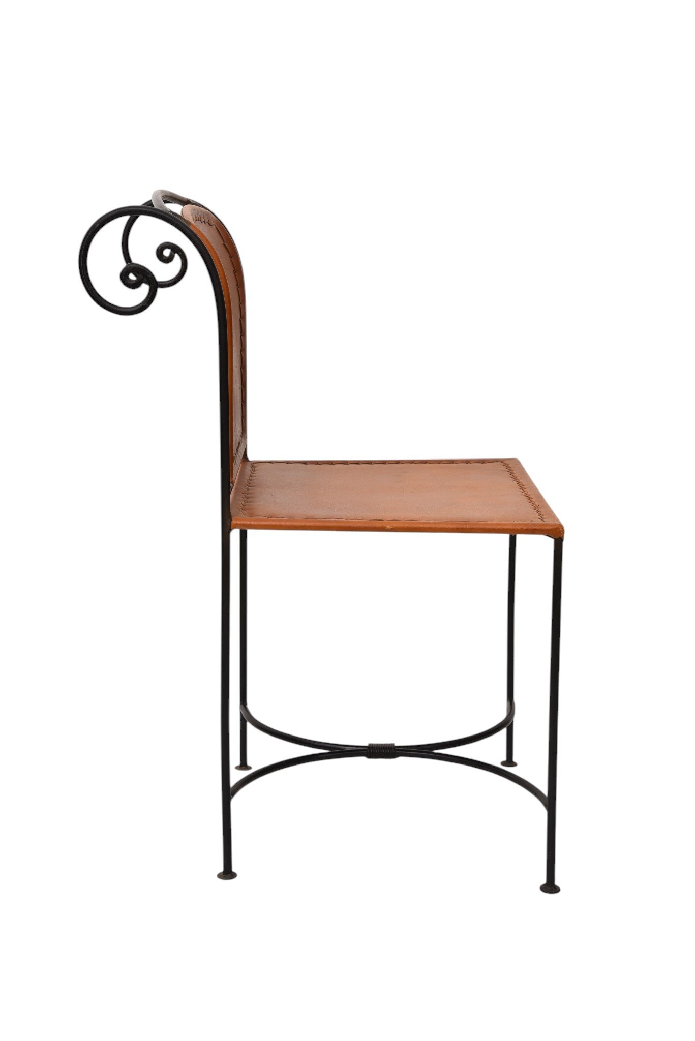 Industrial Leather Dining Chair with Iron Frame - Image 4