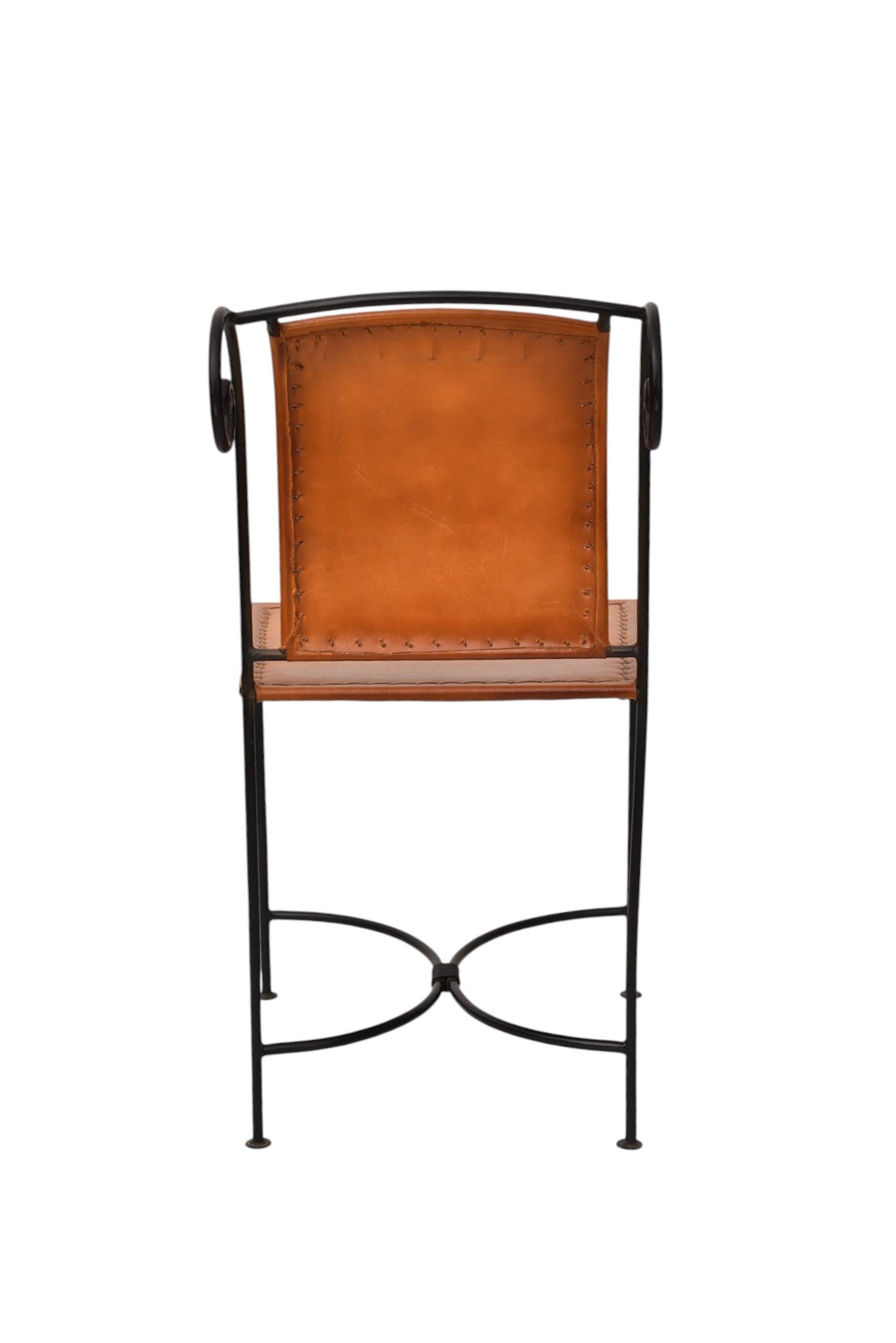 Industrial Leather Dining Chair with Iron Frame - Image 3