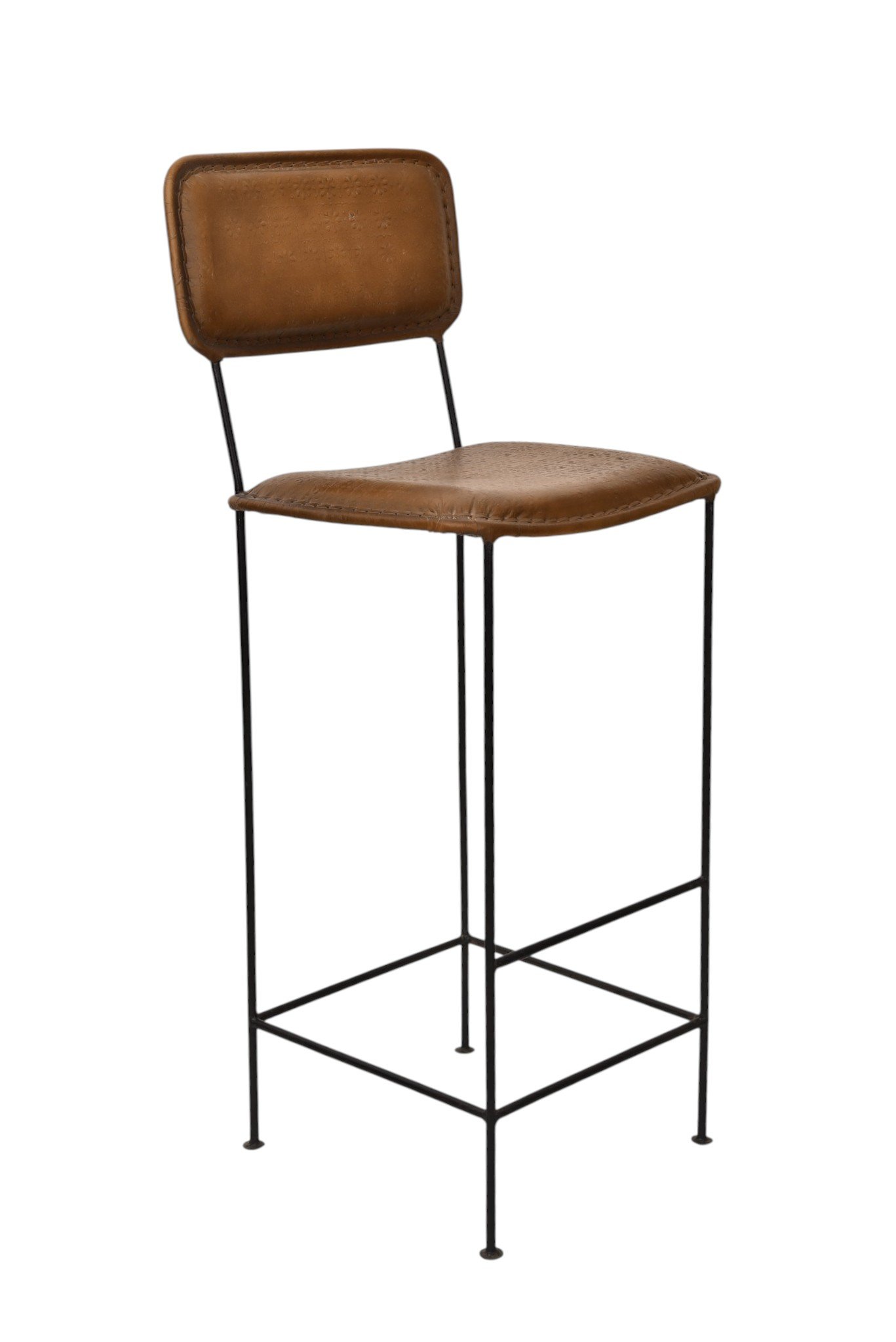 Minimalist Leather Bar Chair with Iron Frame - Image 2