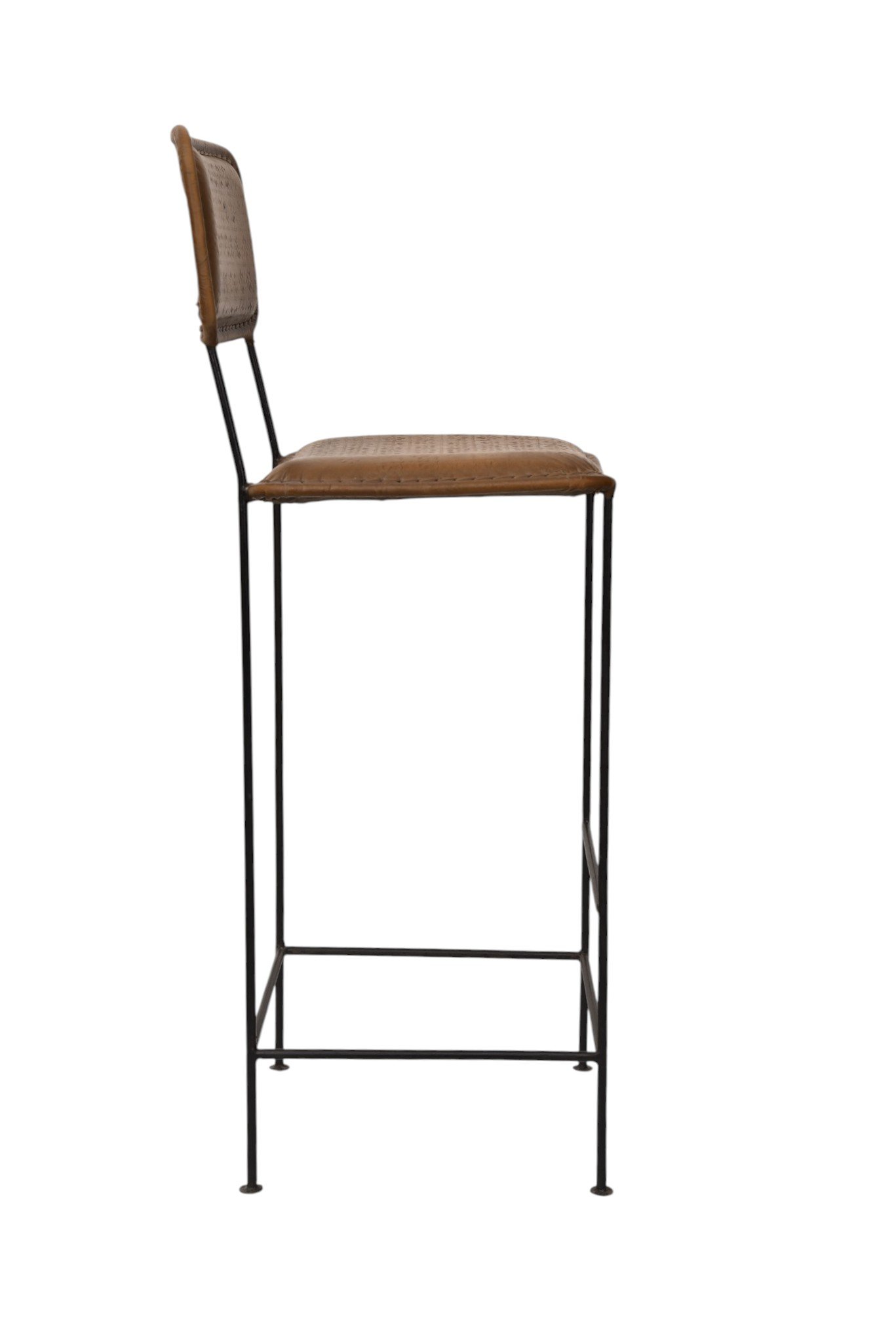Minimalist Leather Bar Chair with Iron Frame - Image 4