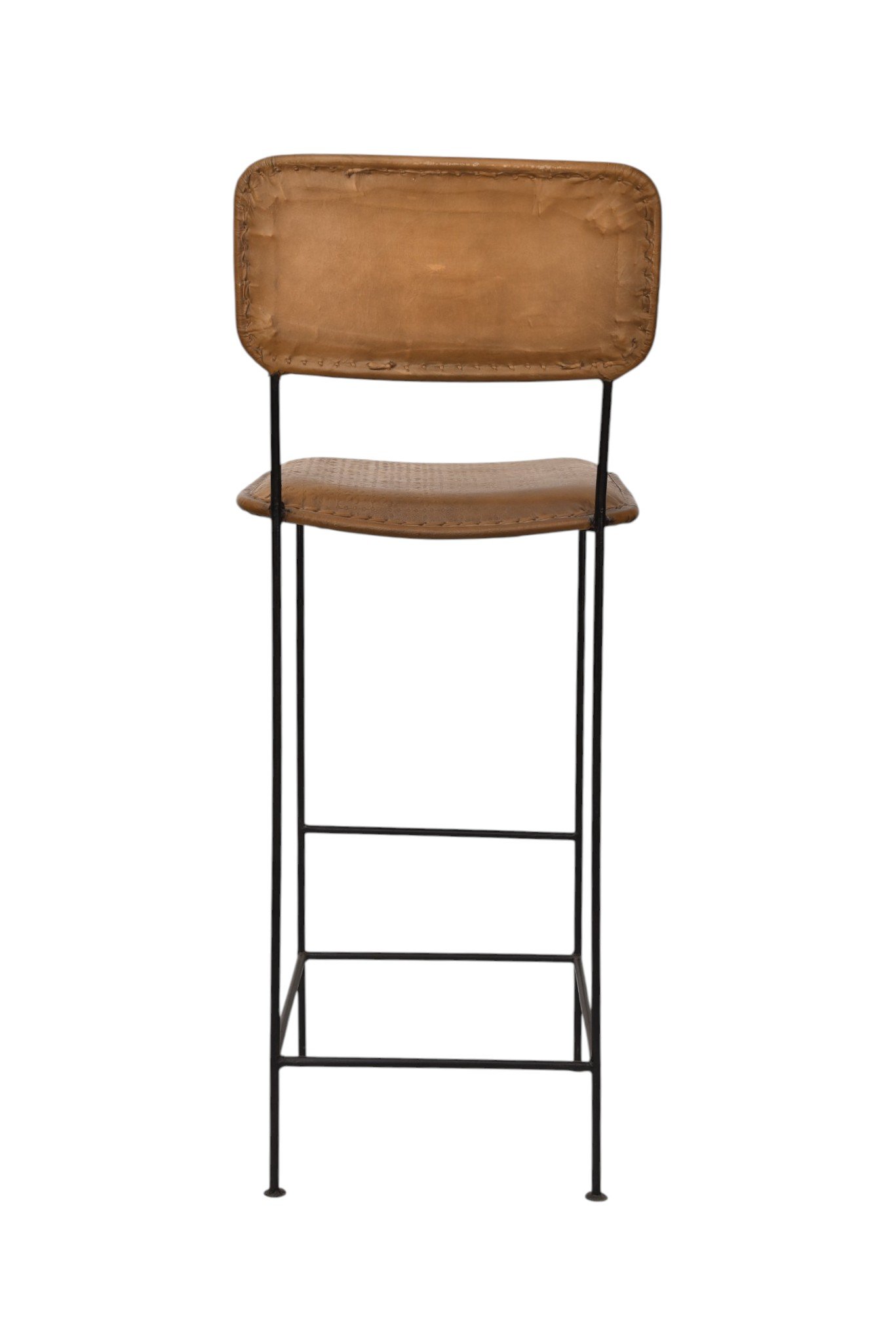 Minimalist Leather Bar Chair with Iron Frame - Image 3
